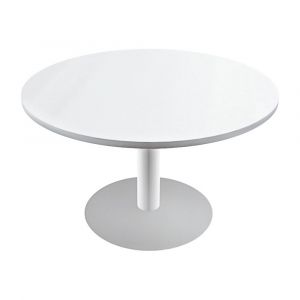 Table ronde Actual L. 100 x 100 cm, plateau Blanc, Piètement tulipe Blanc