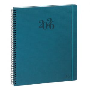 Exacompta Agenda semainier à spirales Eurotime Swan 29W - 21 x 29,7 cm - Bleu canard - 2026