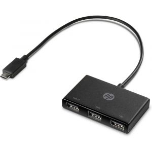 HP Concentrateur USB-C vers USB-A, USB 3.2 Gen 1 (3.1 Gen 1) Type-C, USB 3.2 Gen 1 (3.1 Gen 1) Type-A, Noir, HP ZBook Studio G4 MWS HP ZBook 15 G4 HP