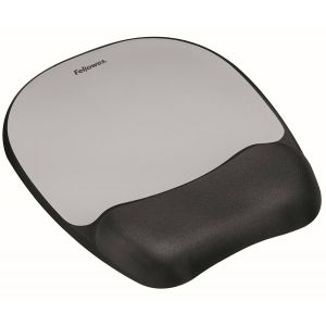 Fellowes Ergo Mouss' Tapis de souris ergonomique avec repose-poignet int&eacute;gr&eacute; - Aluminium