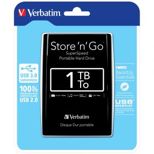 Verbatim Disque dur portable USB Store 'n' Go 3.0, 1 To, noir, 1000 Go, 2.5', 5400 tr/min, Noir 53023