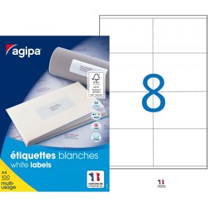 AGIPA 119003 Etiquettes blanches multi-usage 105 x 70 mm - Bo&icirc;te de 800