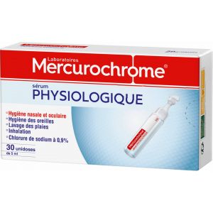 Mercurochrome S&eacute;rum physiologique  Unidoses - Boite de 30 doses de 5 ml