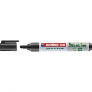 edding 22 EcoLine Marqueur permanent - 90% de plastique recycl&eacute; - pointe biseaut&eacute;e 5 mm noir