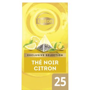 Lipton Exclusive Selection Th&eacute; noir aromatis&eacute; Citron - 25 sachets pyramide