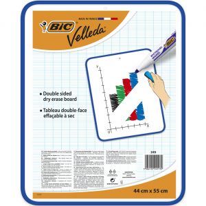 BIC Velleda Ardoise double face effa&ccedil;able &agrave; sec - L.44 x H.55 cm - Cadre Bleu