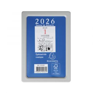 EXACOMPTA Bloc &eacute;ph&eacute;m&eacute;ride comique sans support 6,5 x 9,7 cm 2026 - Bleu