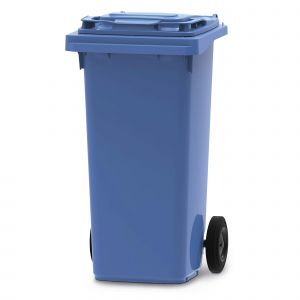 Vepa Bins Conteneur poubelle mobile 2 roues - 120 litres prise frontale - Bleu