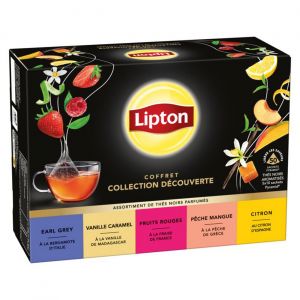 Lipton Th&eacute; noir assortiment parfum&eacute;s - Coffret collection d&eacute;couverte - Bo&icirc;tes de 50 sachets