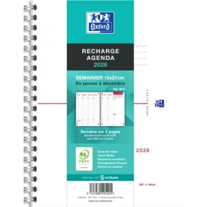 OXFORD Recharge pour agenda RECHARGE WO 15X21 Reliure Int&eacute;grale Janvier &agrave; d&eacute;cembre