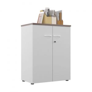 Armoire mi-haute NF Environnement portes battantes H.104 cm x L.80 cm blanche - Top Cèdre