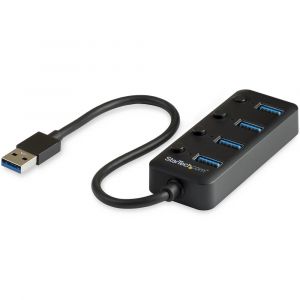 StarTech.com Hub USB 3.0 4 Ports -USB-A vers 4x USB 3.0 Type-A avec 1x Interrupteur On/Off par Port- SuperSpeed USB 3.2 Gen 1 (5Gbps) - Aliment&eacute; par B
