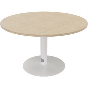 Table ronde 120 cm - Piètement tulipe Blanc - Plateau Chêne