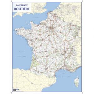 CBG carte murale route de France - Pellicul&eacute;e format 66 x 84,5 cm - 4 &oelig;illets pour suspension