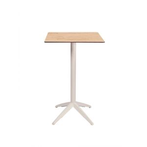 Table mange-debout Quatro carr&eacute;e ht 110 cm - Usage ext&eacute;rieur - Plateau basculant en polypropyl&egrave;ne, 60 x 60 cm - Ch&ecirc;ne