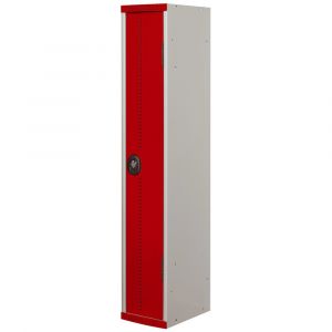 Vestiaire m&eacute;tal Team Color industrie propre - 1 colonne L.30 cm - Corps Gris - Porte Rouge