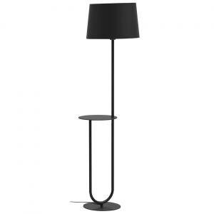 Aluminor Lampadaire Duo - Ampoule Led E27  - M&eacute;tal avec tablette - Noir