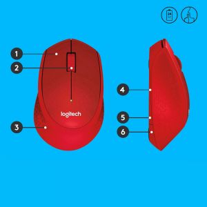 Logitech M330 SILENT PLUS, Droitier, M&eacute;canique, RF sans fil, 1000 DPI, Rouge 910-004911