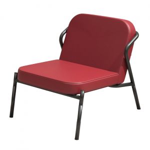 Chauffeuse d'accueil Medso en simili-cuir Rouge - pieds m&eacute;tal Noir