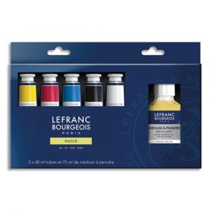 LEFRANC & BOURGEOIS LEFRANC BOURGEOIS Coffret de 5 tubes de peinture &agrave; l'huile de 40ml + un flacon de medium de 75ml.