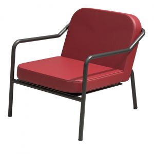 Fauteuil d'accueil Medso ''M'' en simili-cuir Rouge - pieds m&eacute;tal Noir