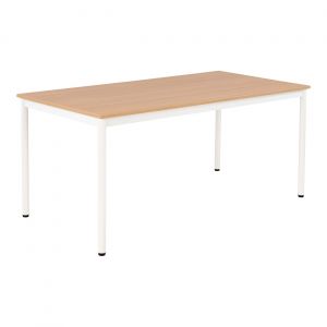 Table de restauration Budget 160 x 80 cm - Plateau Chêne fil- Pieds métal Blanc