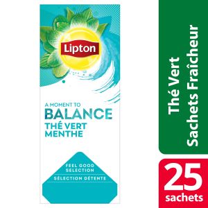 Lipton Feel Good Selection Th&eacute; Vert Menthe - 25 sachets fra&icirc;cheur
