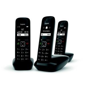 Gigaset T&eacute;l&eacute;phone sans fil AS690 Trio - Noir