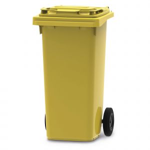 Vepa Bins Conteneur poubelle mobile 2 roues - 120 litres prise frontale - Jaune