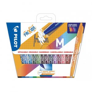 Pilot FriXion Ball roller encre gel effa&ccedil;able pointe moyenne 0,7 mm - Pochette de 15 couleurs assorties