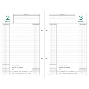 Exacompta Recharge classeur Caisse perp&eacute;tuel 1 jour par page - 16 x 24 cm