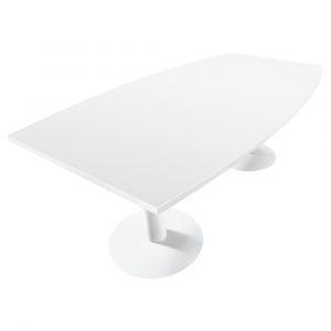 Table tonneau Actual L. 200 x 100 cm - Plateau Blanc - Piètement tulipe Blanc