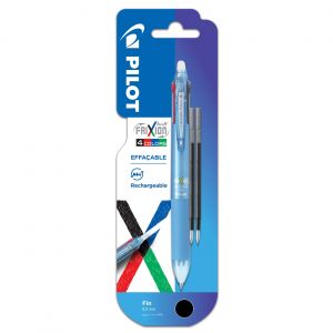 Pilot Recharge pour stylo 4 couleurs roller encre gel effaçable FriXion Ball - Pointe fine  - Noir - Pochette de 2