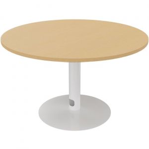 Table ronde 120 cm - Piètement tulipe Blanc - Plateau Hêtre