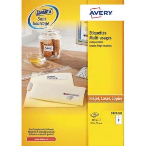 AVERY Bo&icirc;te de 800 &eacute;tiquettes Blanches multi-usages 105 x 70 mm 3426-100