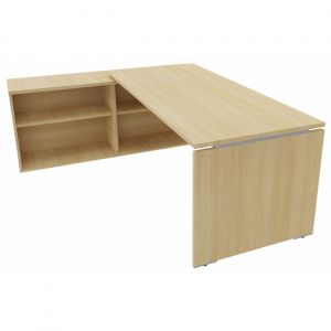 Bureau d'angle direction avec meuble retour suspendu Moka - L.202 x P.160 cm - Chêne clair