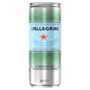 San Pellegrino Eau min&eacute;rale gazeuse Canette de format slim - Lot de 24 canettes de 33 cl