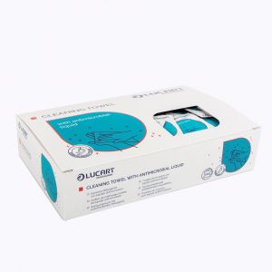 LUCART Lingettes désinfectantes mains Lucart, boîte de 150 lingettes individuelles