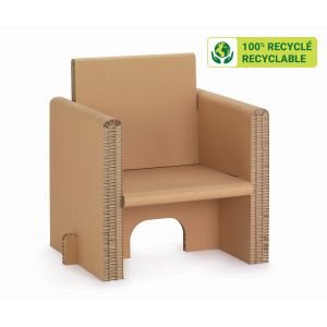 KRAFTDESIGN Fauteuil avec accoudoirs en carton alvéolaire - Kraft naturel