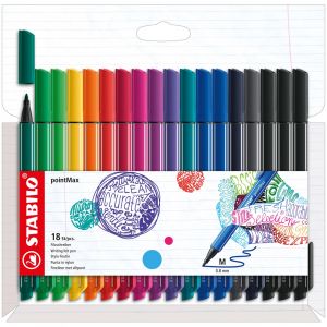 STABILO Stylo-feutre PointMAX - pointe large - &Eacute;tui de 18 coloris d'encre assortis