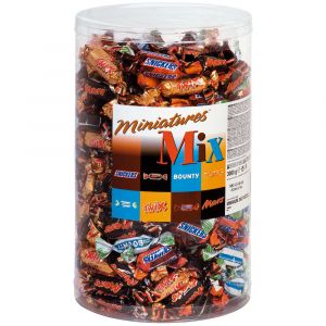 Mars Mini-barres chocolat&eacute;es MIX - (Snickers, Bounty, Twix et Mars)- Bo&icirc;te de 3 kg