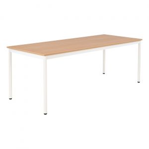 Table de restauration Budget 200 x 80 cm - Plateau Chêne fil- Pieds métal Blanc