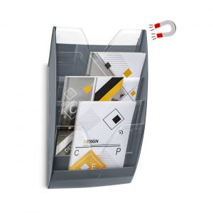 CEP Pr&eacute;sentoir mural mang&eacute;tique 5 cases A4 - Gris fonc&eacute; et cristal