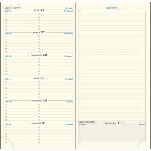 EXACOMPTA Recharge Agenda de poche Espace 17 9 x 17,5 cm Semainier Janvier &agrave; D&eacute;cembre 2026 - Tranche or