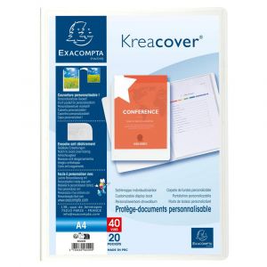EXACOMPTA Prot&egrave;ge-documents en polypropyl&egrave;ne rigide Kreacover&reg; 40 vues - A4 - Blanc