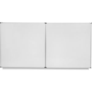Bi-Office Tableau blanc Triptyque NF &eacute;maill&eacute; - L.200 x H.120  cm (ferm&eacute;) - Magn&eacute;tique - Cadre Aluminium