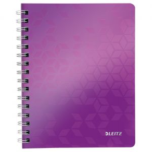 Leitz Cahier lign&eacute; A5 Spiral&eacute; WOW - Couverture PP - 80 feuilles - Violet