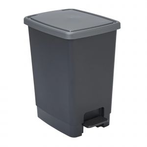 SUNDIS Poubelle &agrave; p&eacute;dale 30 L Flat Bin, coloris noir