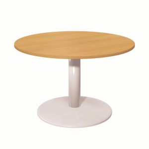 Table Ronde D.100 cm - Piétement tulipe Blanc - Plateau Chêne