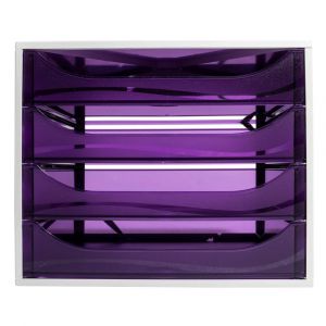 EXACOMPTA Module de classement Ecobox Linicolor 4 tiroirs - Violet